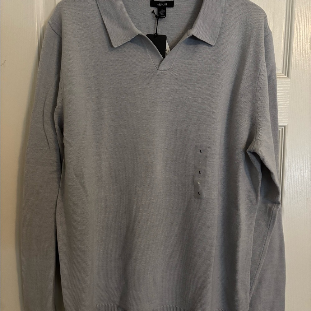 Alfani Men's Light Gray Polo Shirt